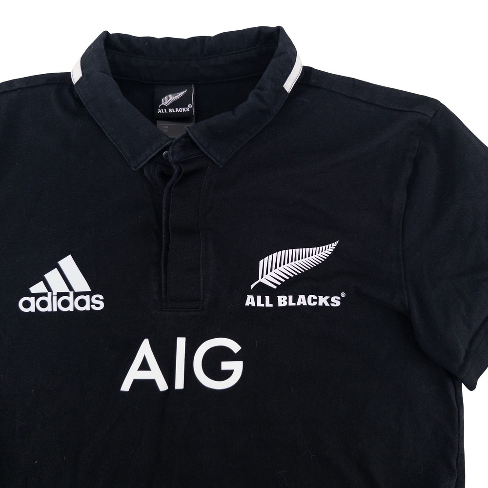 Adidas New Zealand All Blacks Mens Small Rugby Polo Shirt Black AIG Official